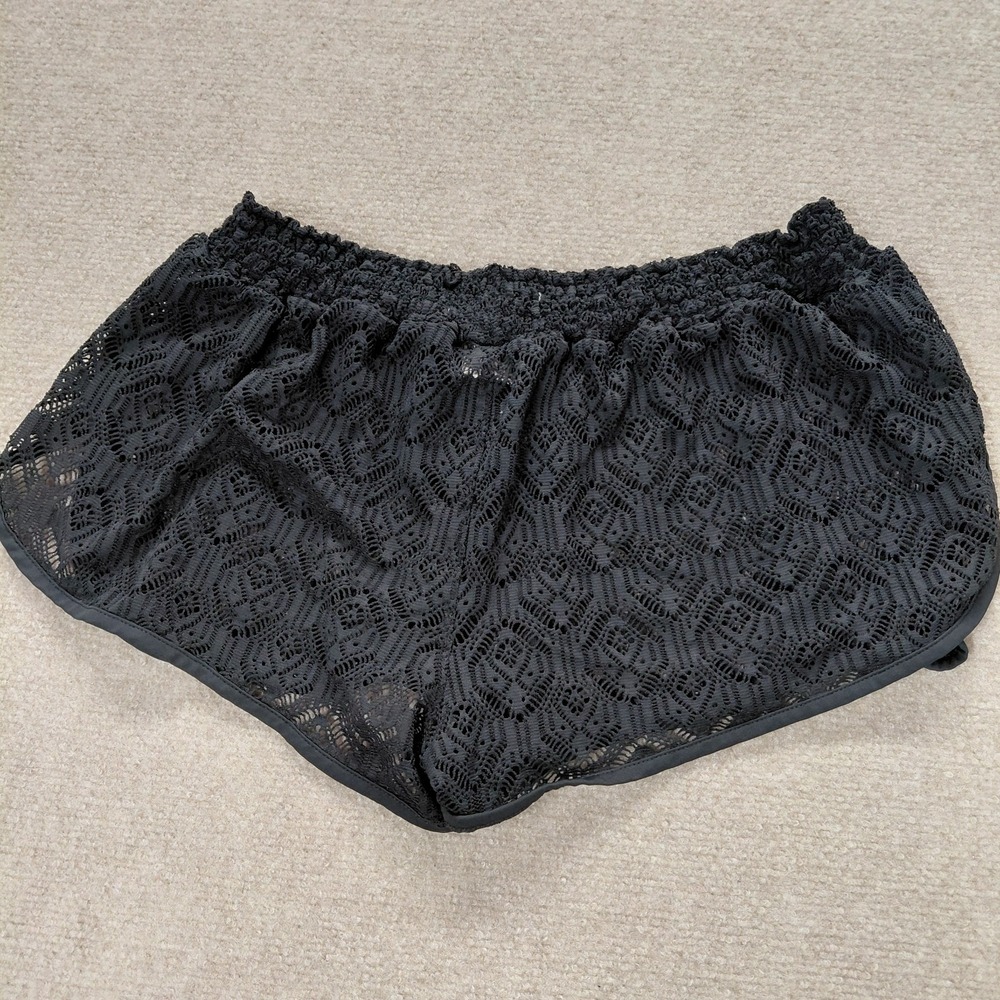 OP Sheer Lace Swim Cover-Up Shorts Boardshorts Black Women's LARGE 11-13 Beach - Picture 2 of 8